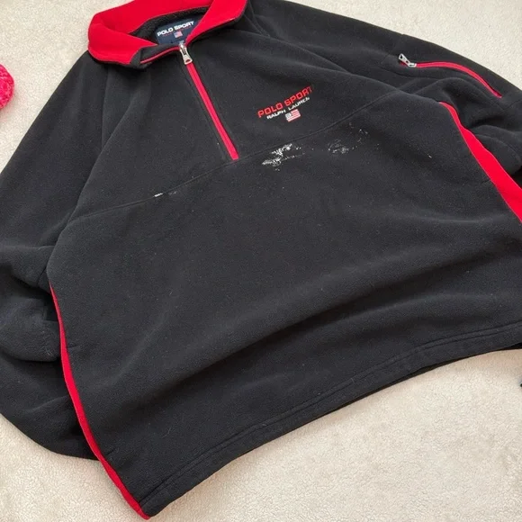 Ralph Lauren Polo Sport Red and Black Fleece Zip up - Picture 2 of 7